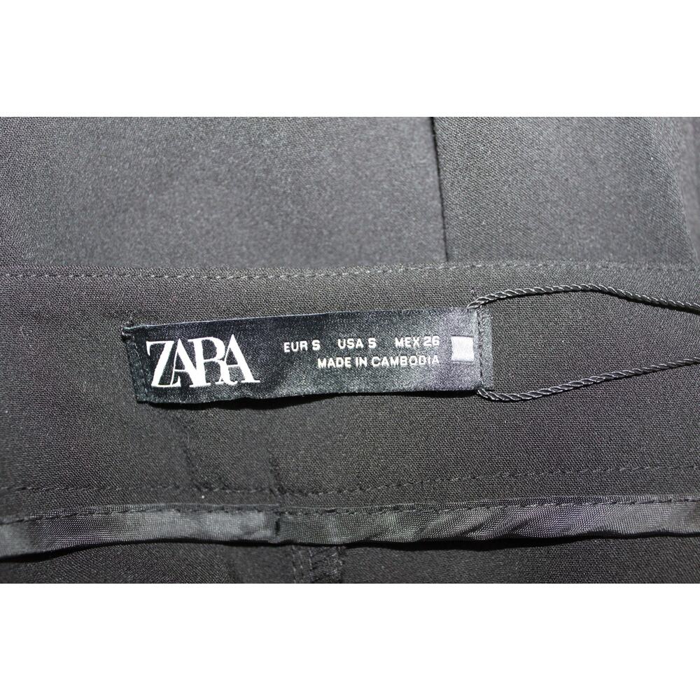 NWT Zara Black w/ Gold Chain Detail Pleated Side Zipper Dressy Skort Size S - Picture 11 of 13